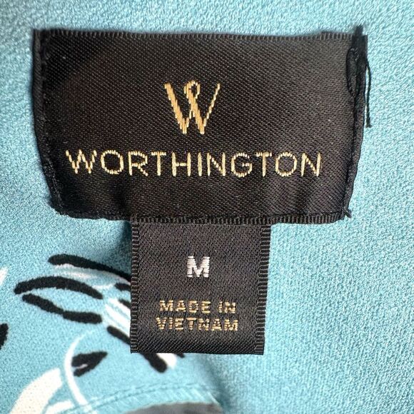 Worthington beautiful blue floral print tie front top size medium - Picture 4 of 6
